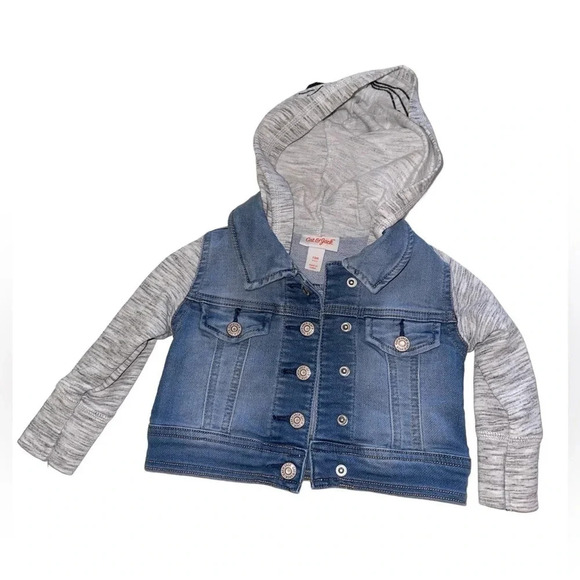 NWOT Cat & Jack Denim Cat Hood Denim Jacket. Size 12m - Picture 2 of 6